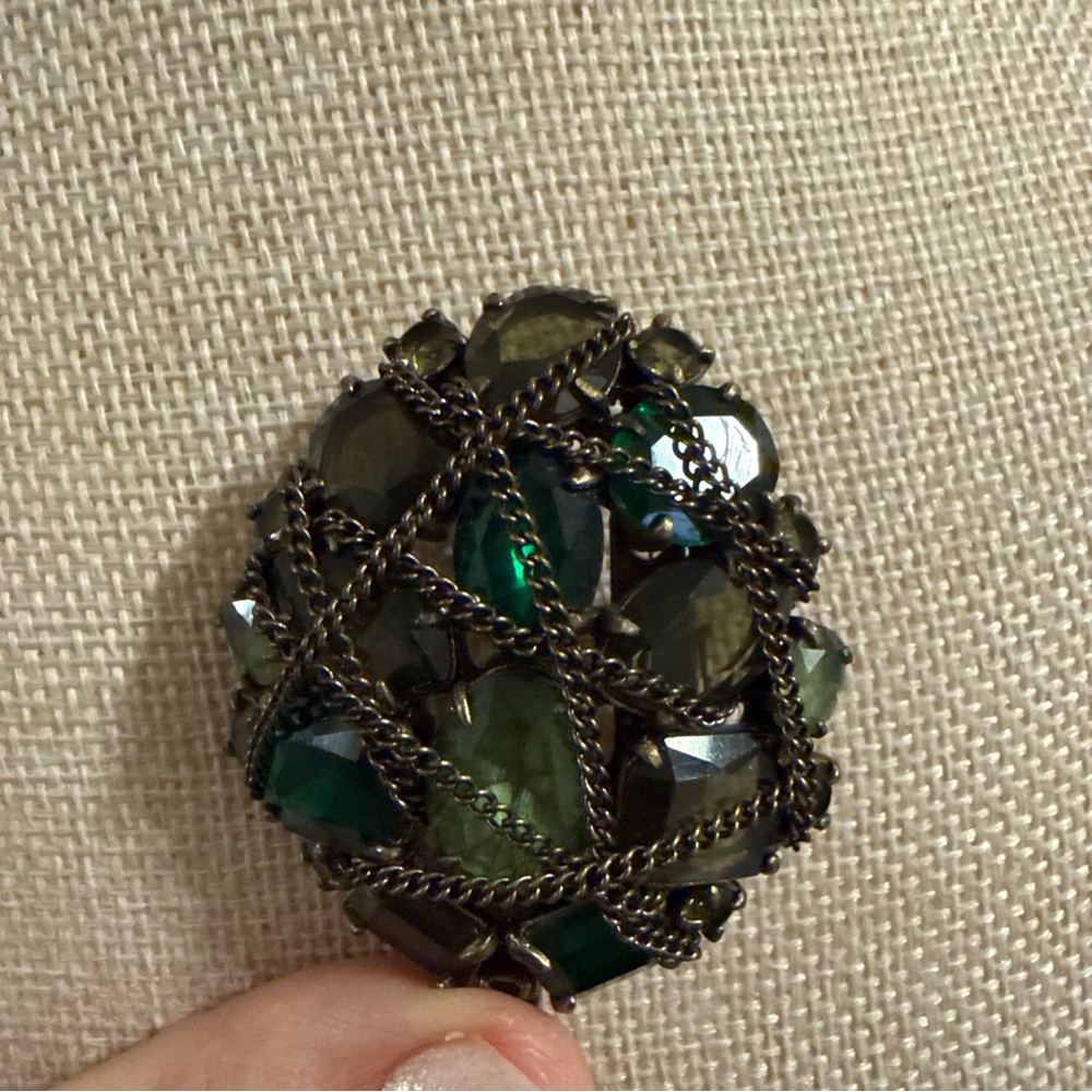 Stella & Dot Green Gemstone Brooch